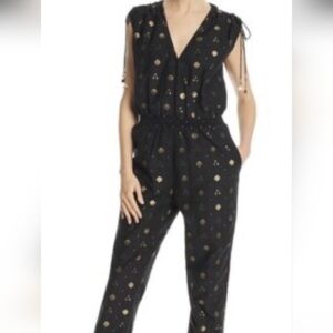 White House Black Market Black Jumpsuit with Gold Accents.Sz S
